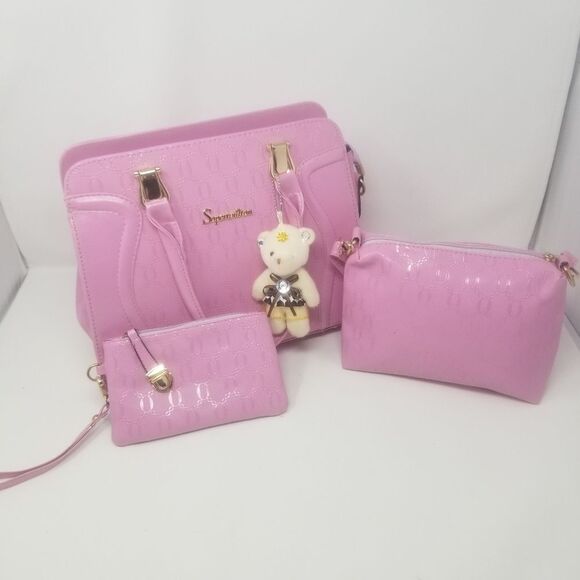 Soperwillton Lilac Pink Shoulder Bag Handbag Satchel Crossbody Purse 3 Piece Set - Picture 1 of 12